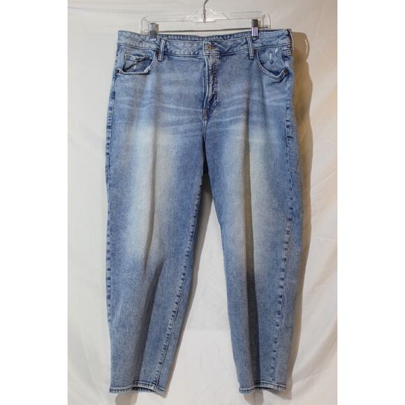 Old Navy O.G. Straight Leg High Rise Lite Wash Blue Jeans Size:20 Distressed - Picture 1 of 16